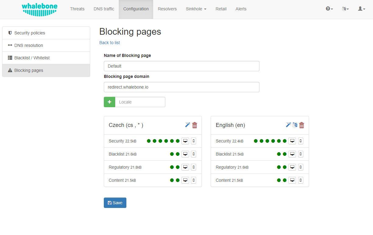 Blocking pages